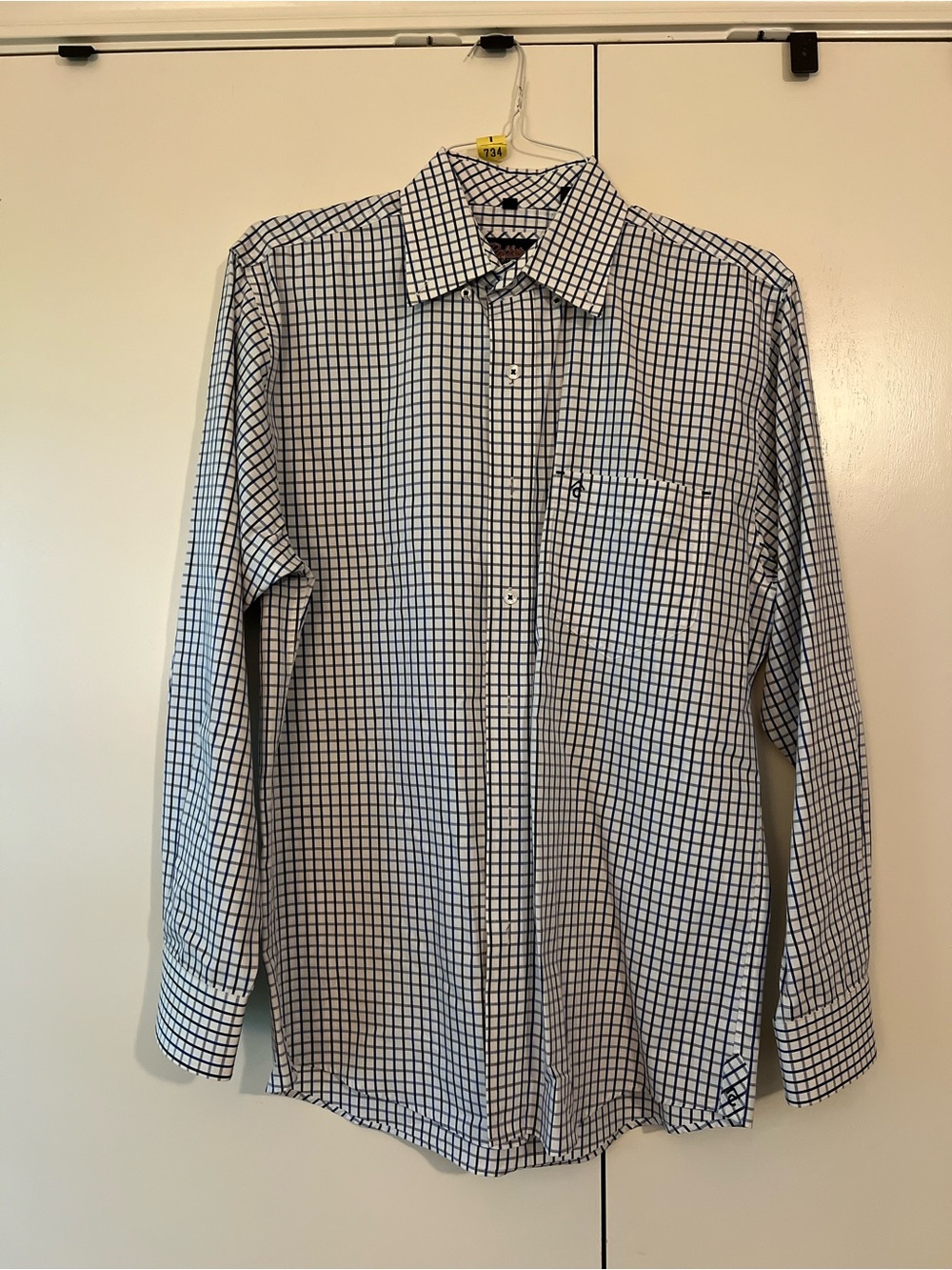 Men's Rafter C White & Navy Check Pearl Snap Shirt